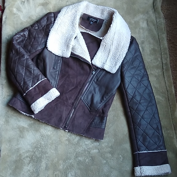 Topshop Jackets & Blazers - Topshop Brown Jacket Size 8